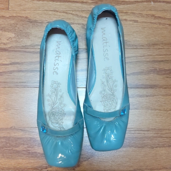 Matisse Turquoise Patent Leather Flats - Picture 1 of 4